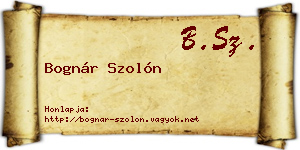 Bognár Szolón névjegykártya
